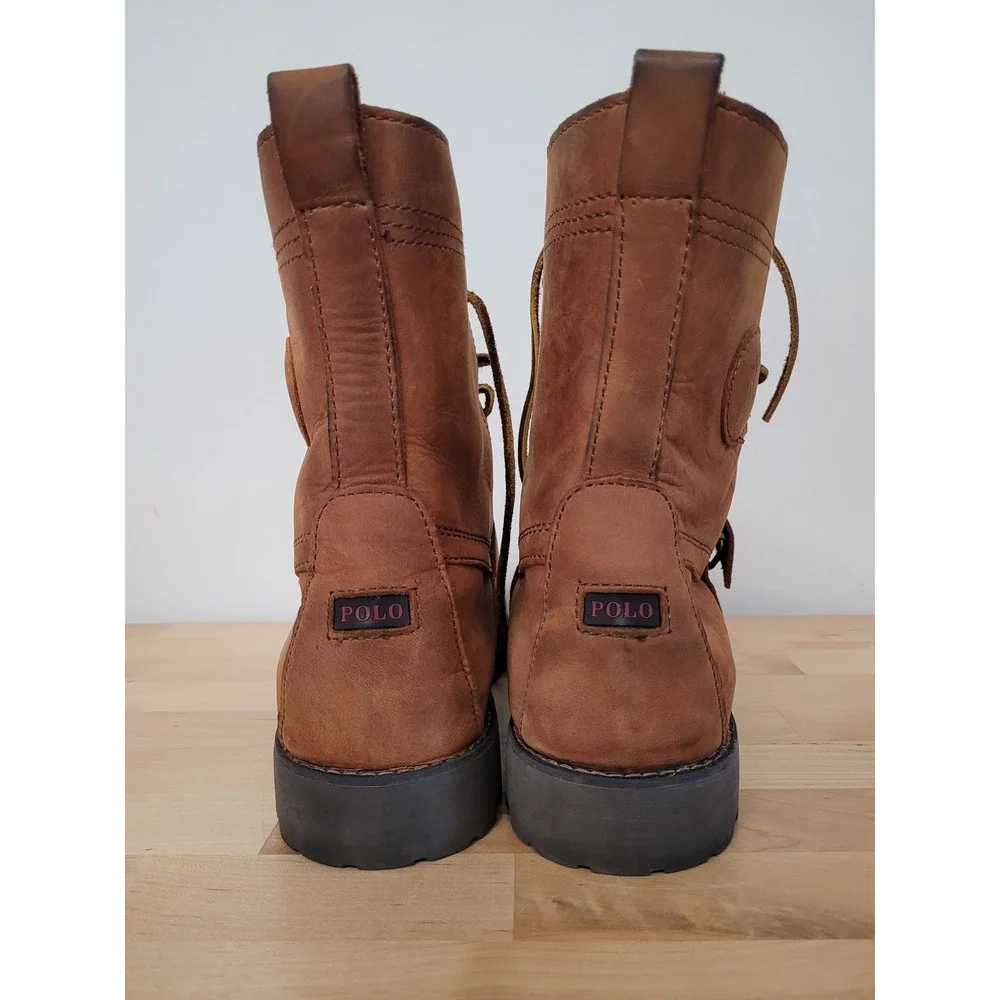 Polo Ralph Lauren Ranger Boots Mens 12 D Brown Brandy Timber Leather Moc Toe